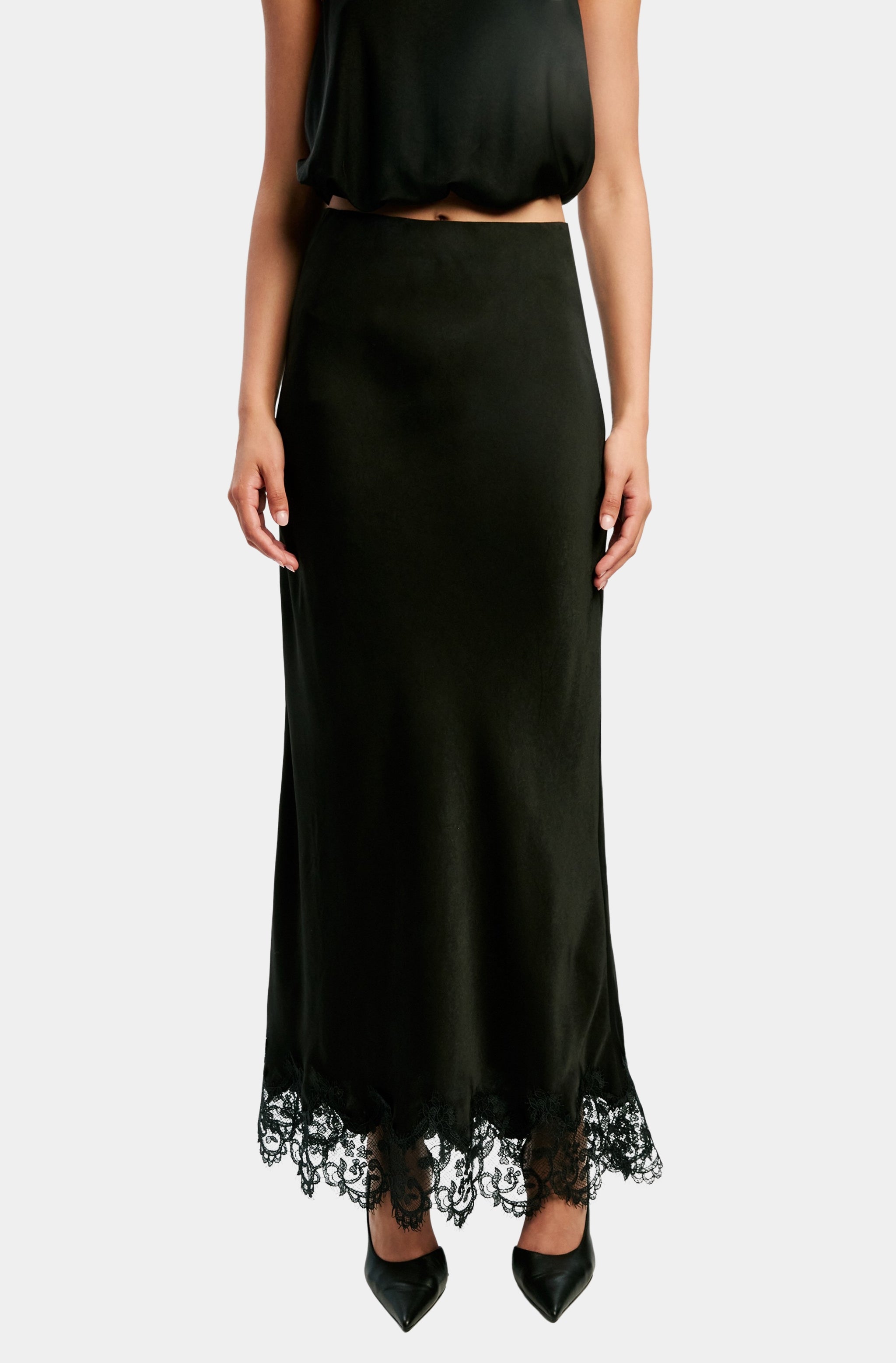 Elisan Lace Satin Midi Skirt – Hemline Ridgeland