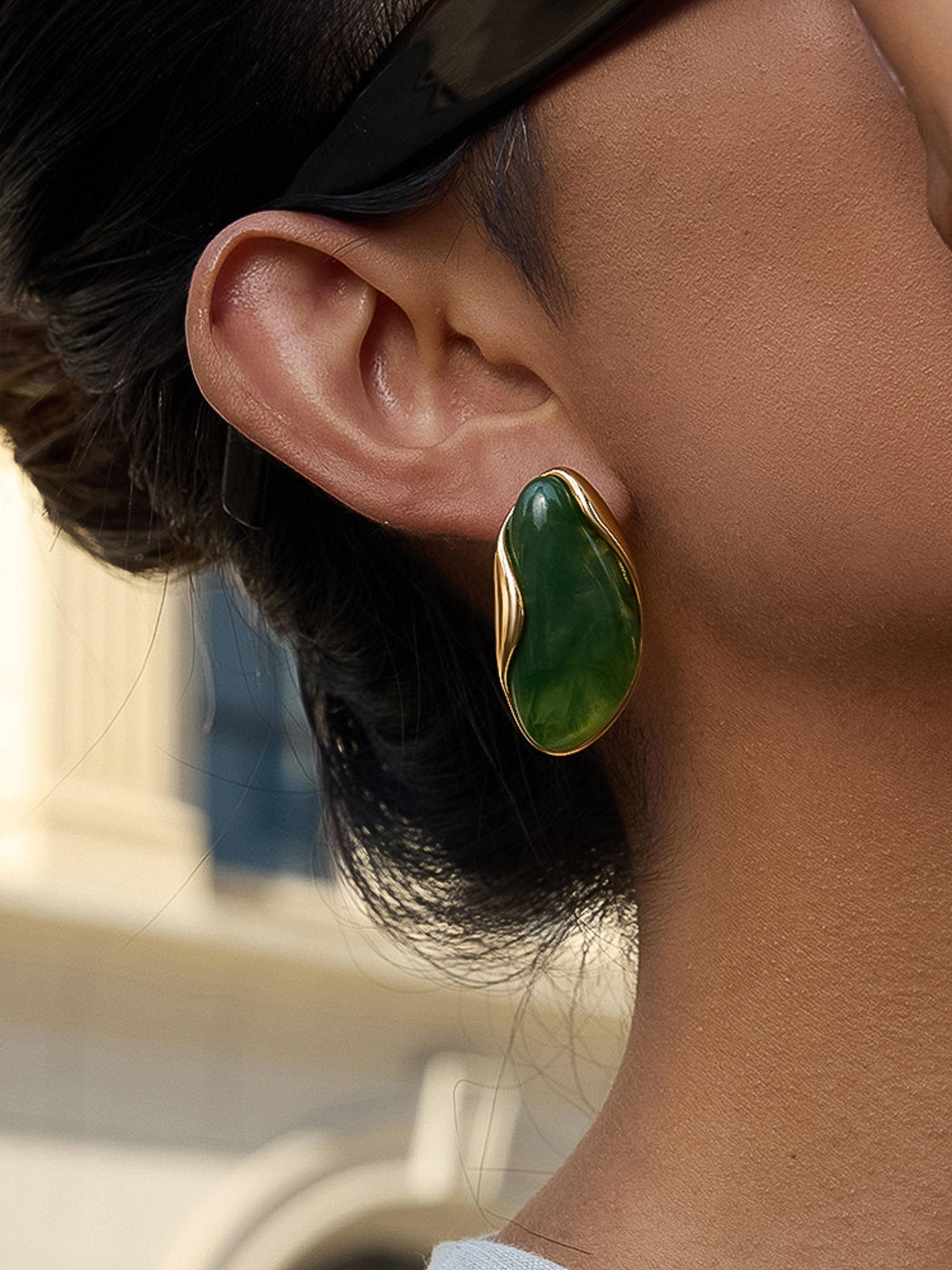 Maélie 18K Gold Non-Tarnish Resin Drop Earrings