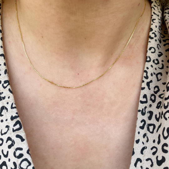 18k Gold Filled Diamond Cut Box Chain Very Thin 0.5mm