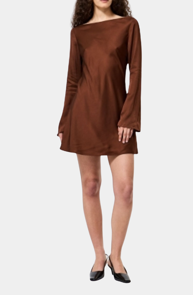 Ennis Satin Long Sleeve, Mini Dress – Hemline Ridgeland