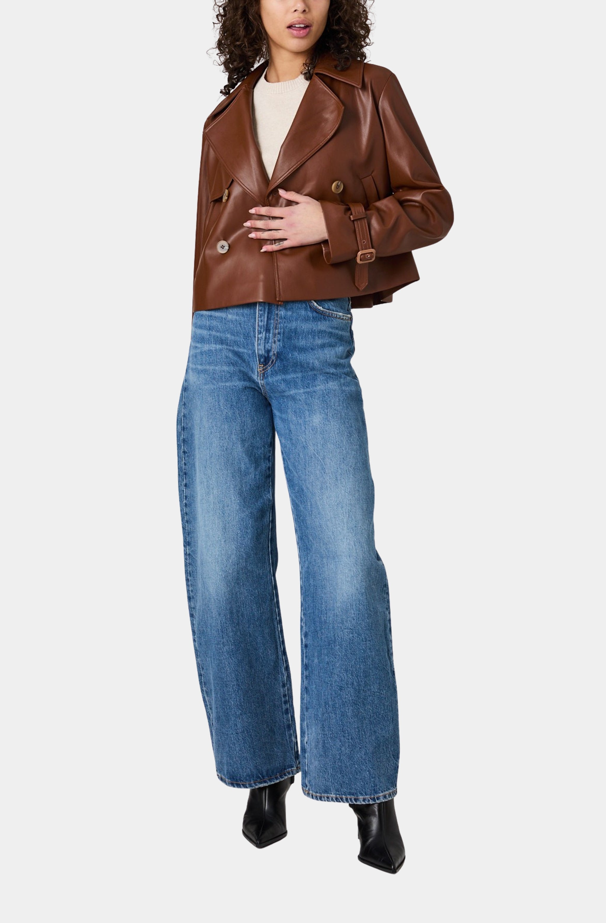 Porto Faux Leather Cropped Jacket