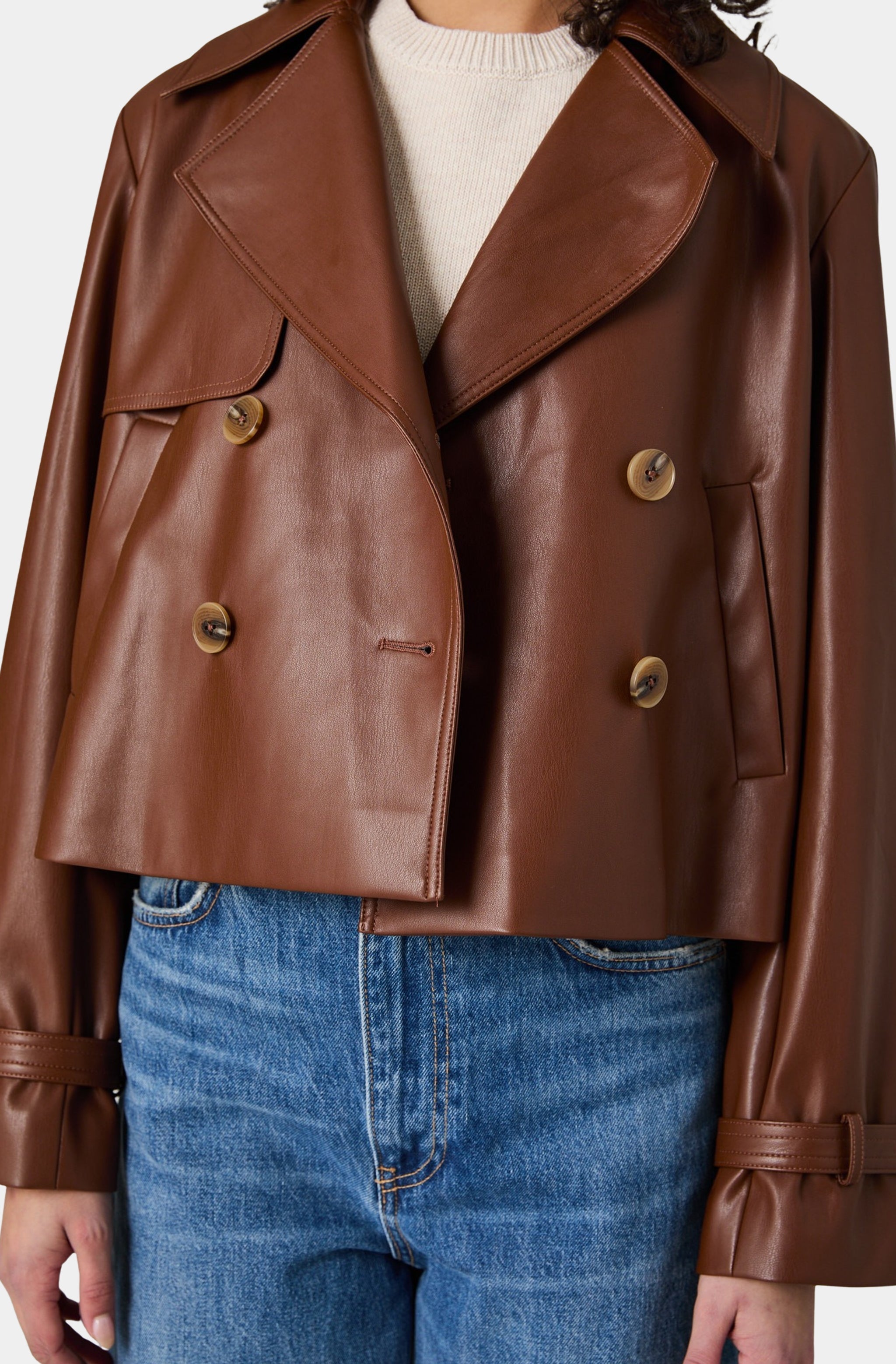 Porto Faux Leather Cropped Jacket