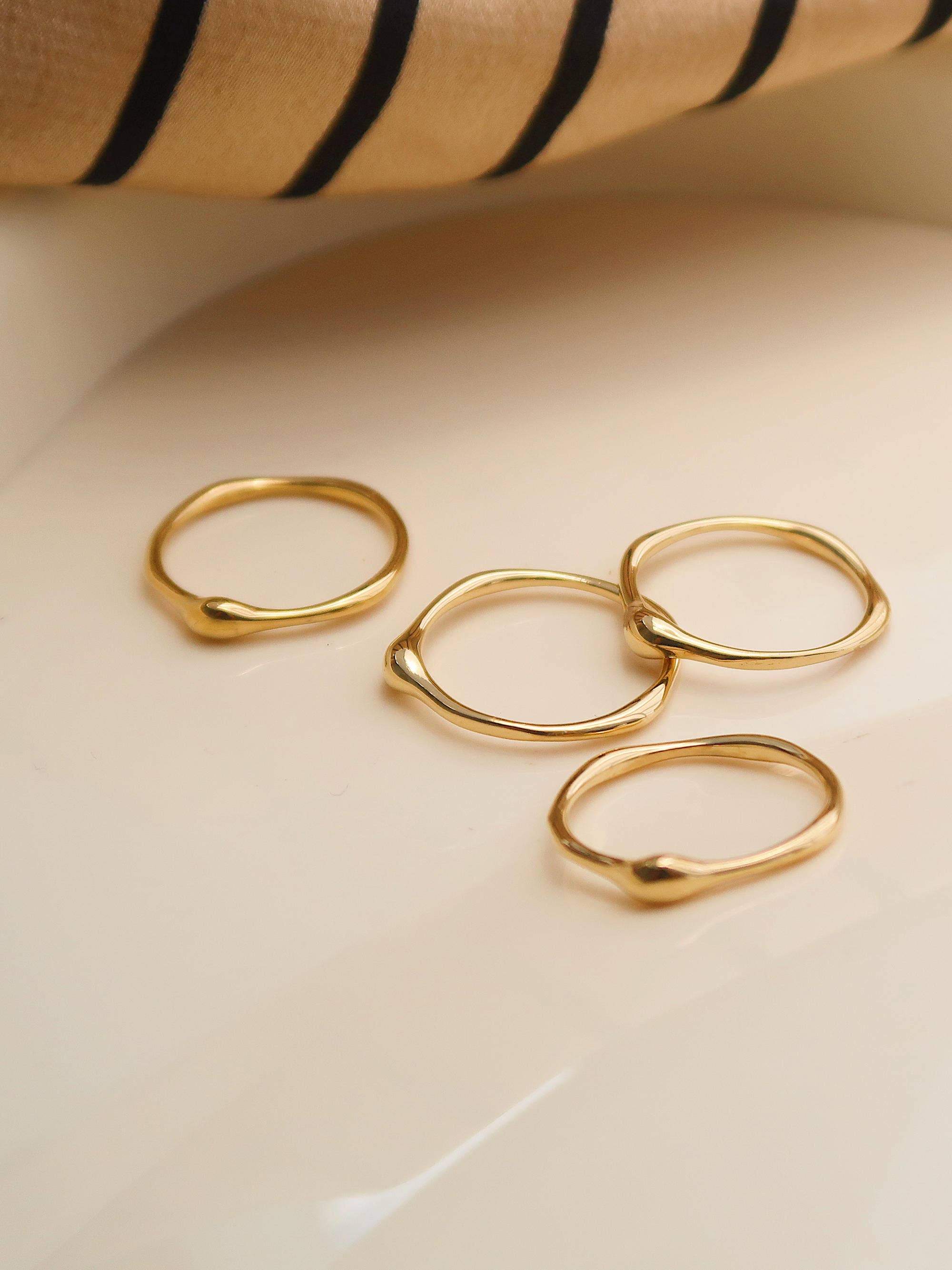 Rowena 18K Gold Non-Tarnish Minimalist Band Rings