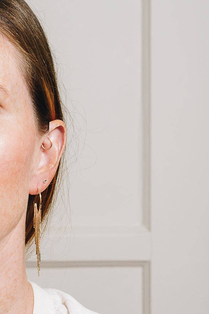 Signe Fringe Chain Hoop Earrings | 18K Gold Plating