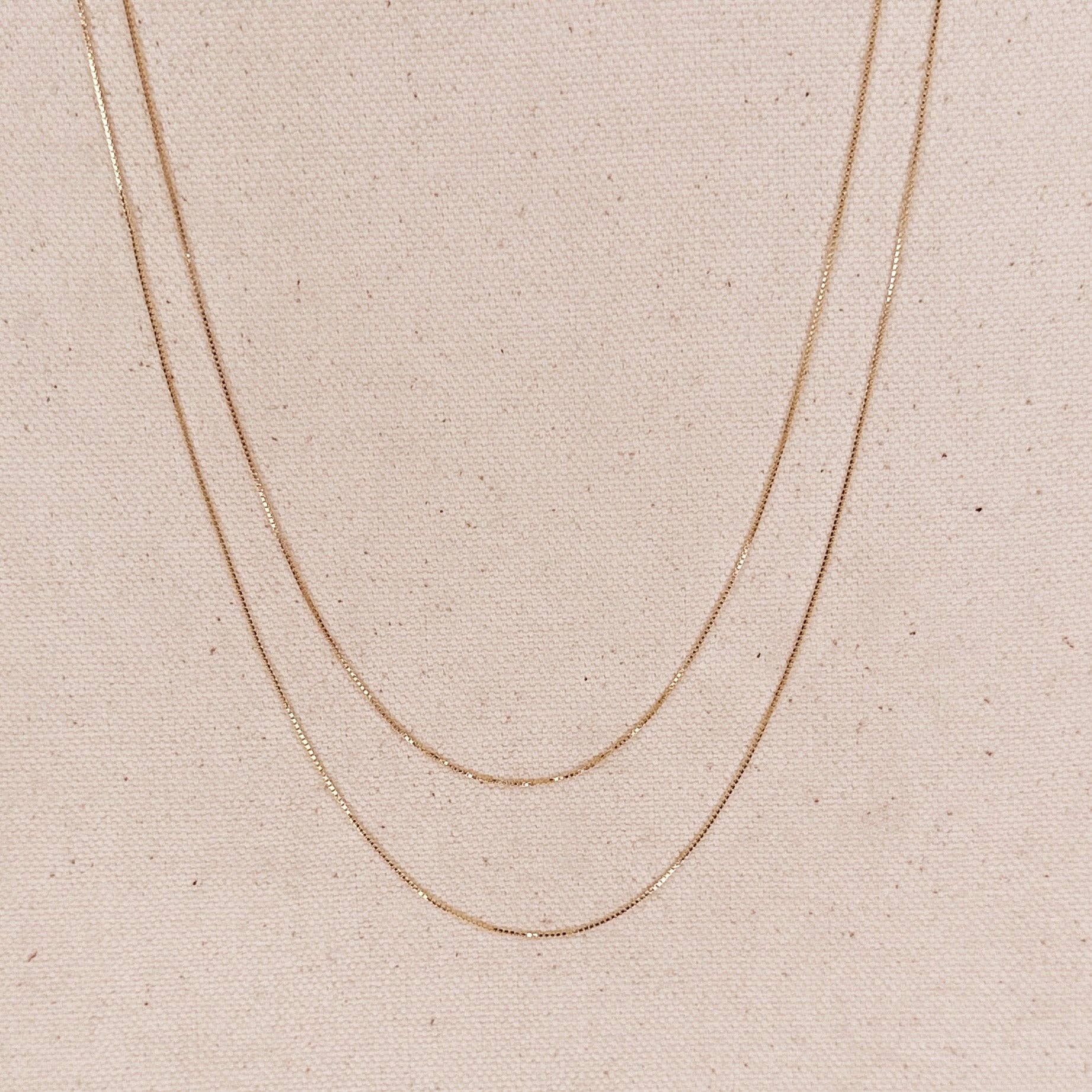 18k Gold Filled Diamond Cut Box Chain Very Thin 0.5mm