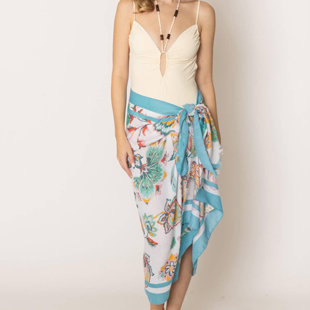 Colorful Flower and Leaf Print Lightweight Scarves