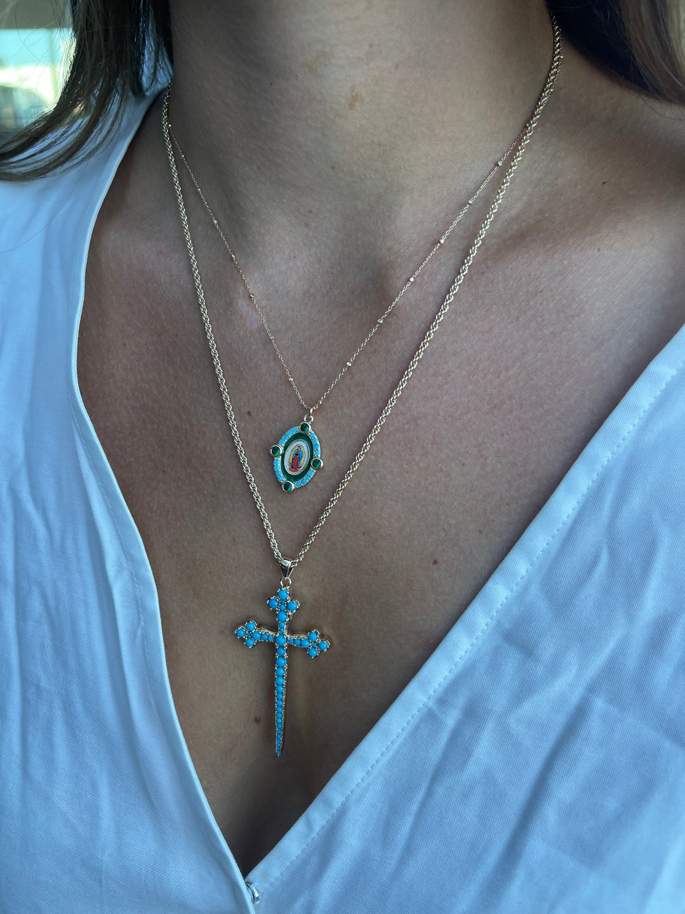 Our Lady Guadalupe Enamel Necklace