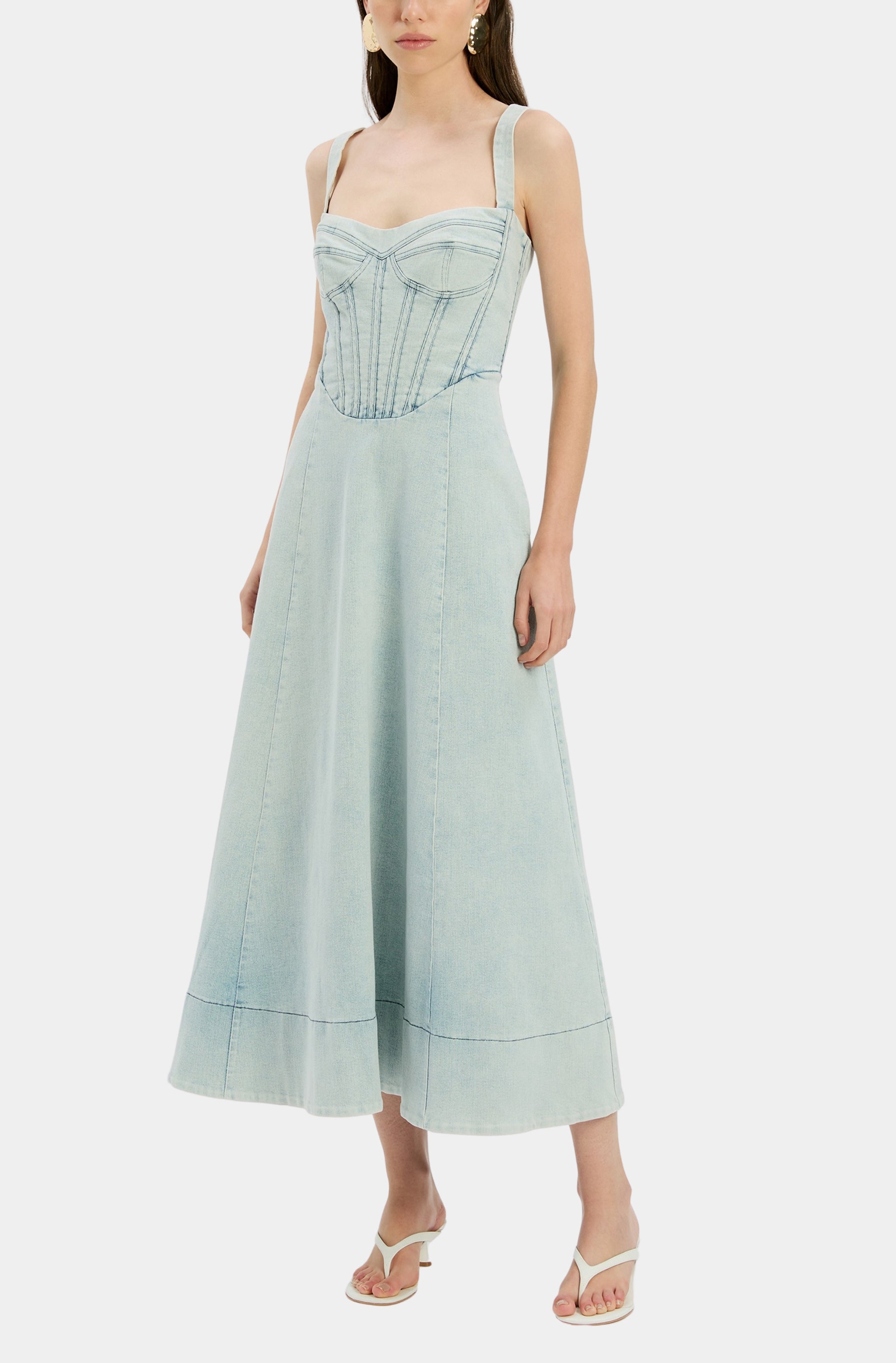 Lilah Denim Midi Dress Hemline Ridgeland Lilah Denim Midi Dress Hemline Ridgeland