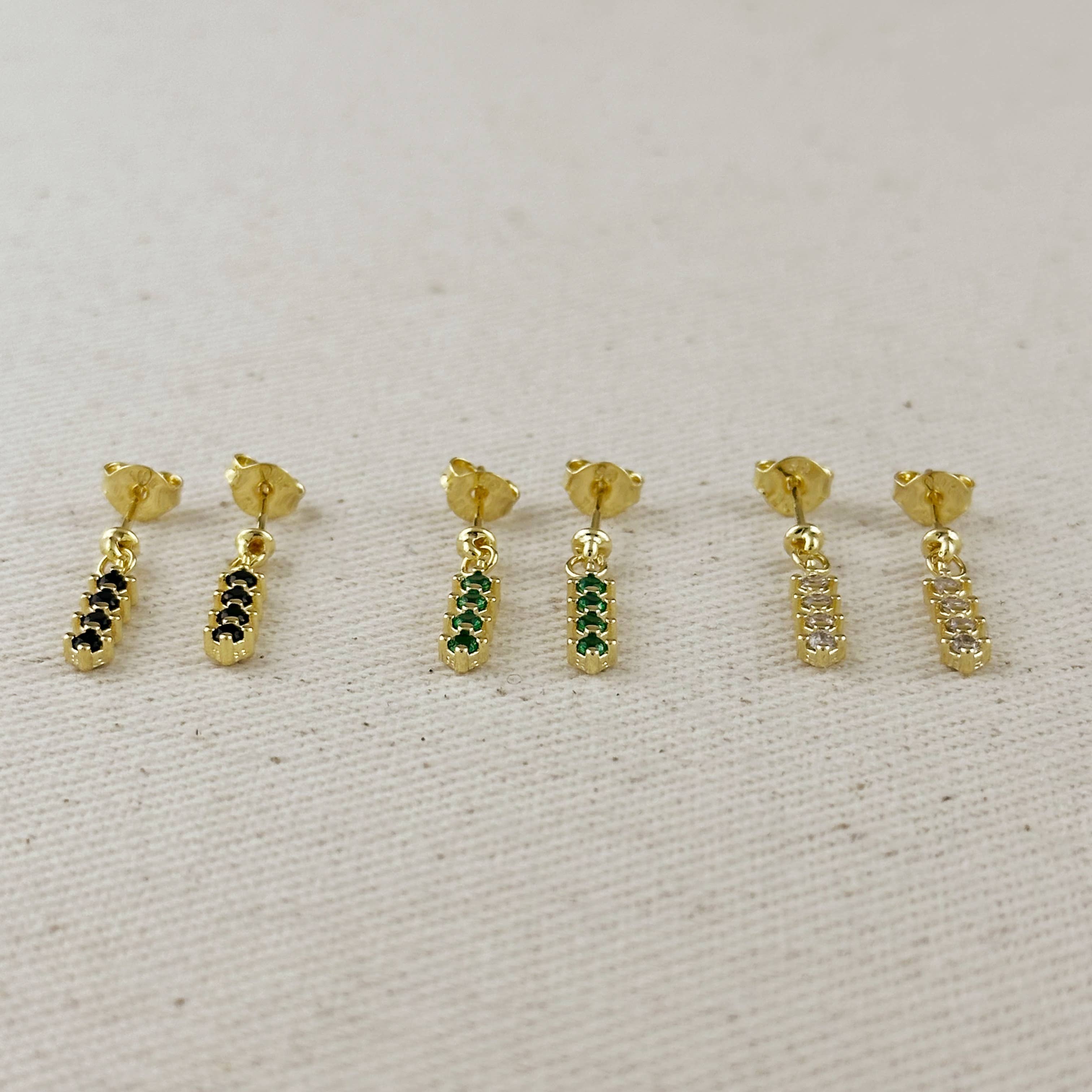 18k Gold Filled 4 CZ Dangling Earrings