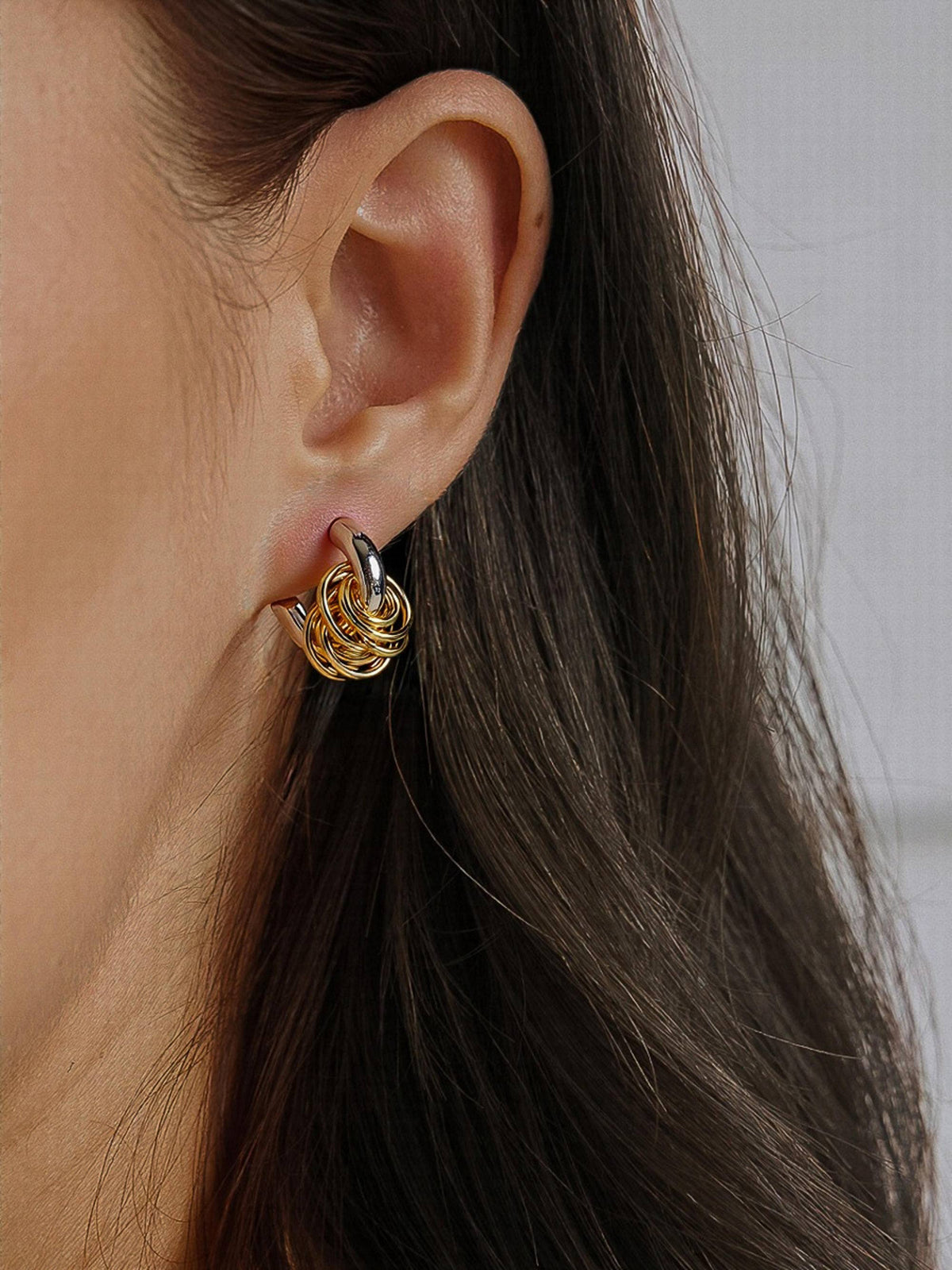 Colmar 18K Gold Non-Tarnish Two-Tone Knot Stud Earrings