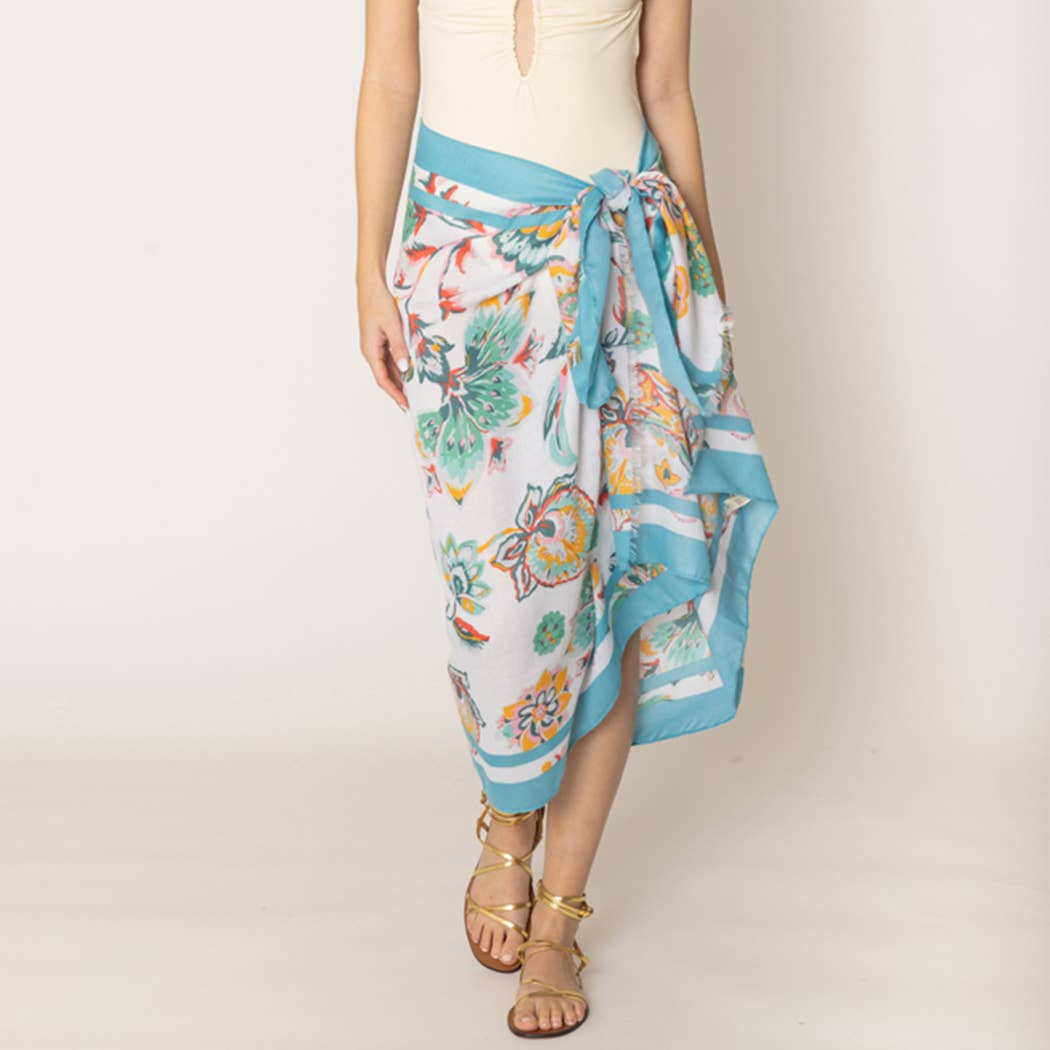 Colorful Flower and Leaf Print Lightweight Scarves