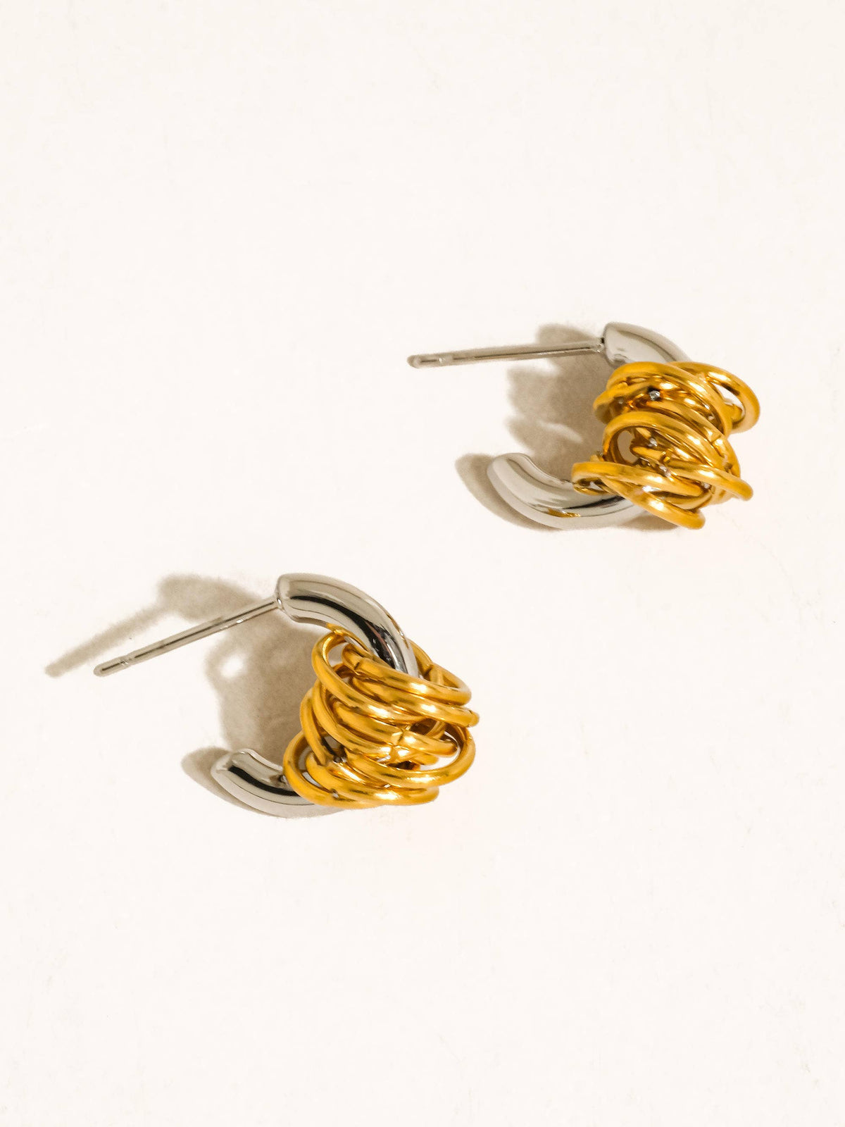 Colmar 18K Gold Non-Tarnish Two-Tone Knot Stud Earrings