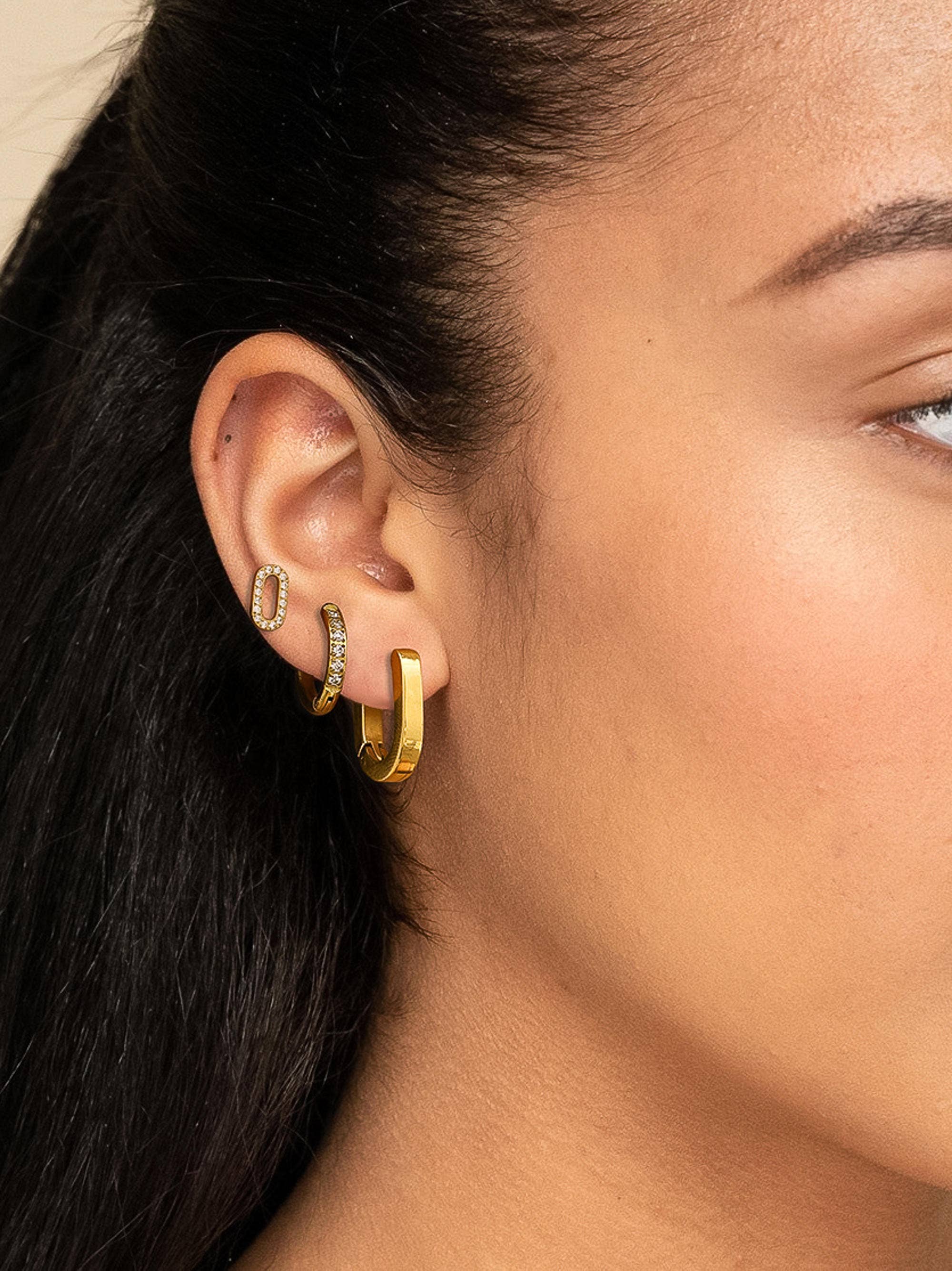 Orage 18K Gold Non-Tarnish Round Hoop Earring