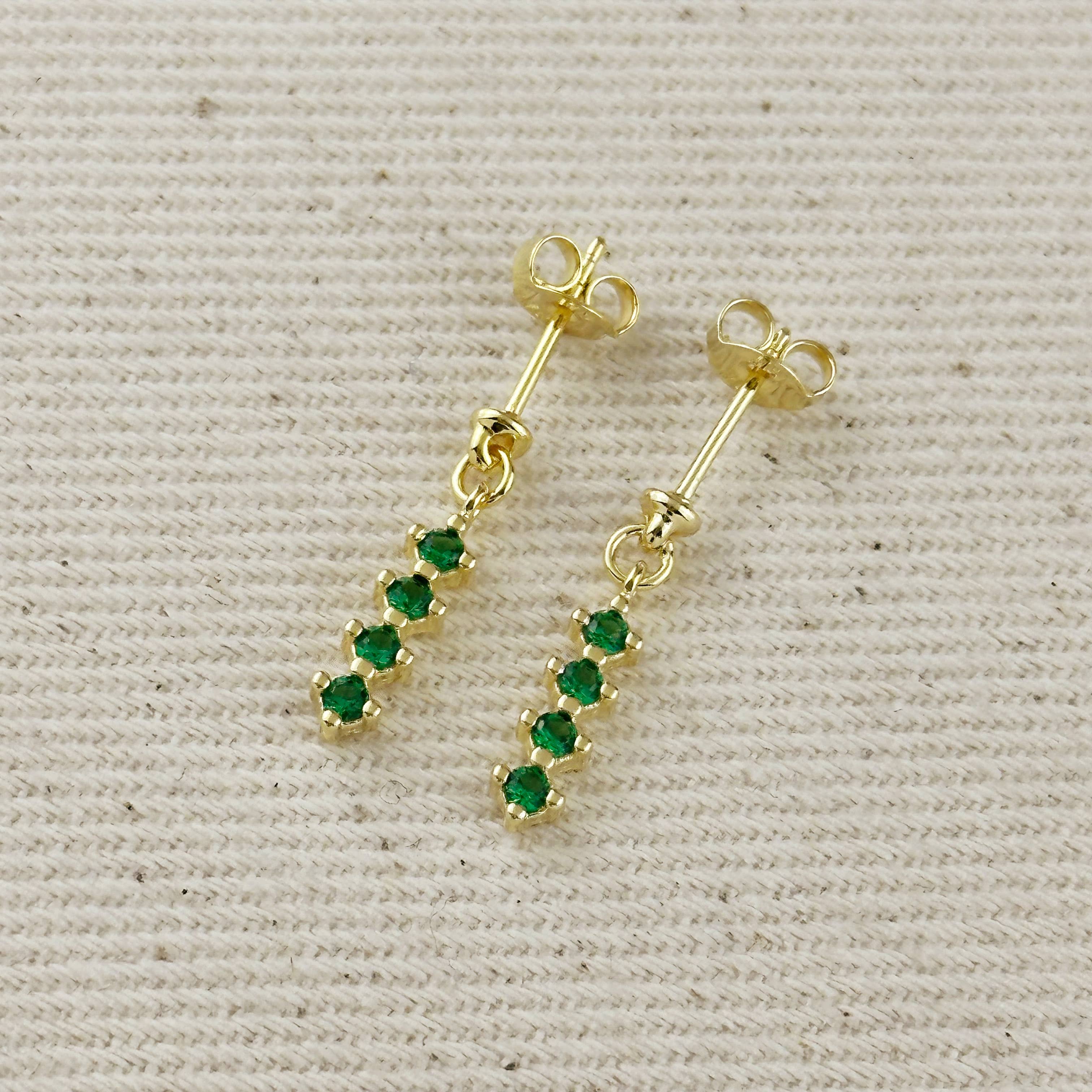 18k Gold Filled 4 CZ Dangling Earrings