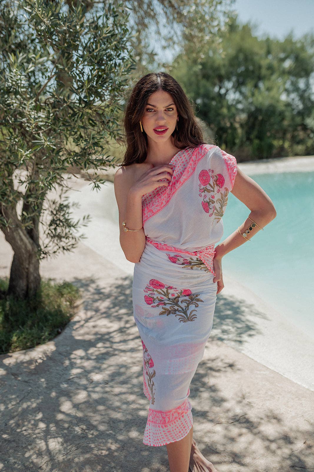 Neon Orange Flower Sarong