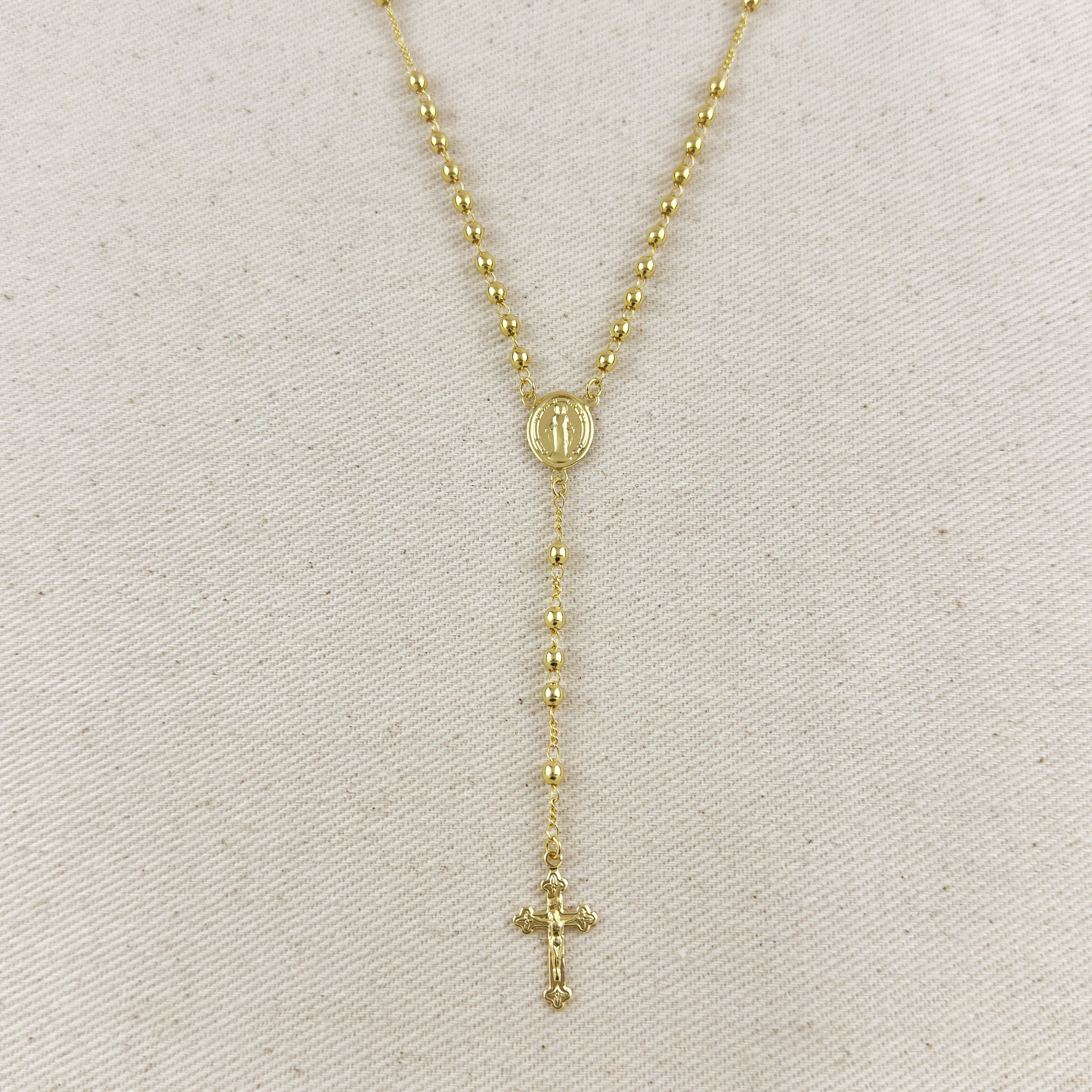 18k Gold Filled 3.3mm Rosary Necklace