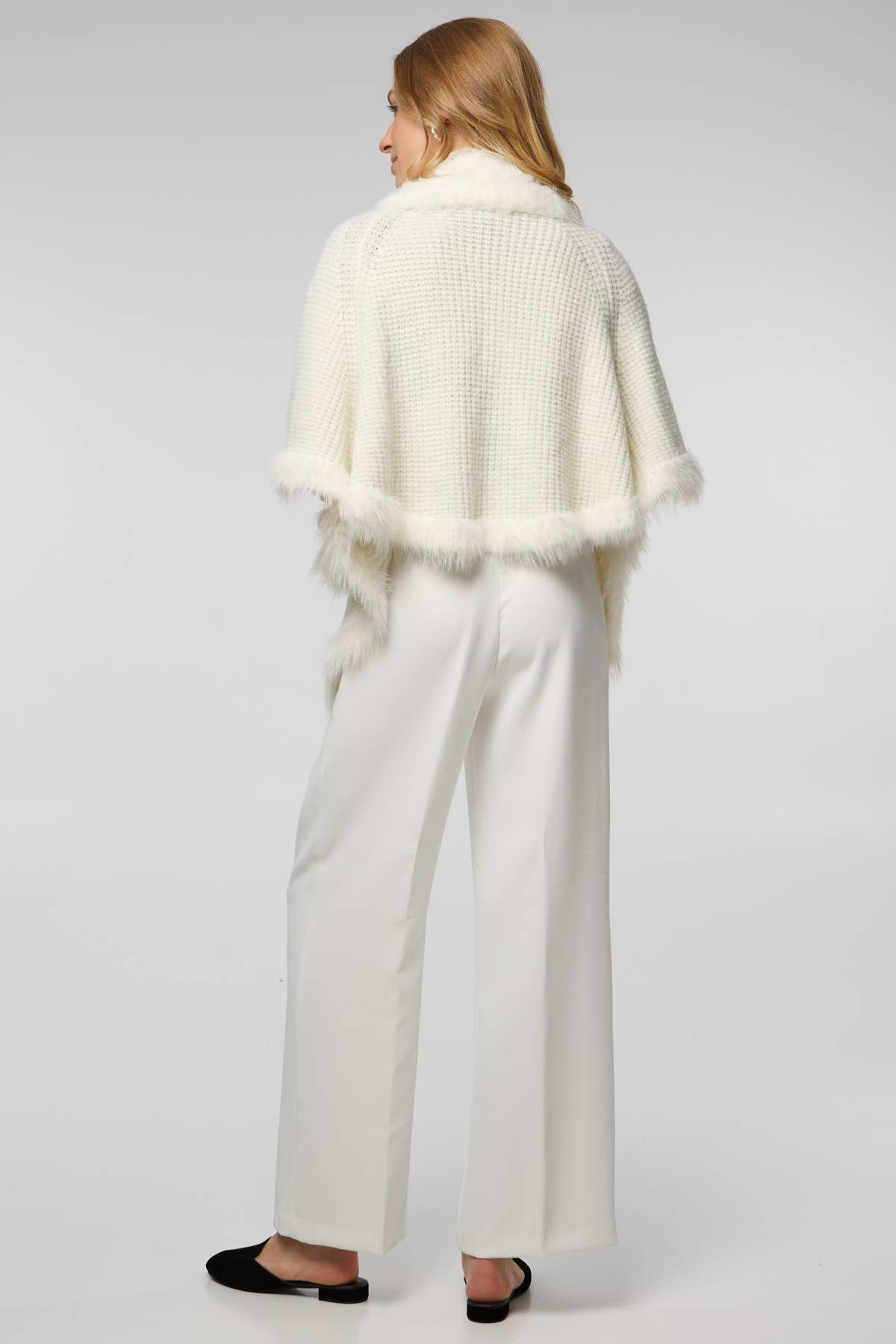 Fur Trim Knit Open Cardigan