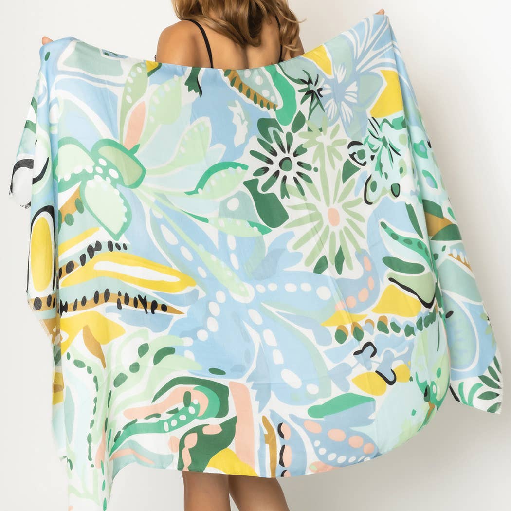 Tropical Floral Print Scarf