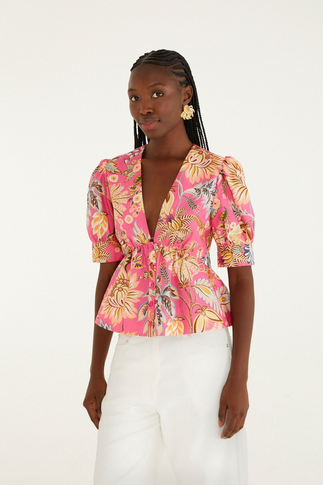 Ligia Pink Short Sleeve Blouse
