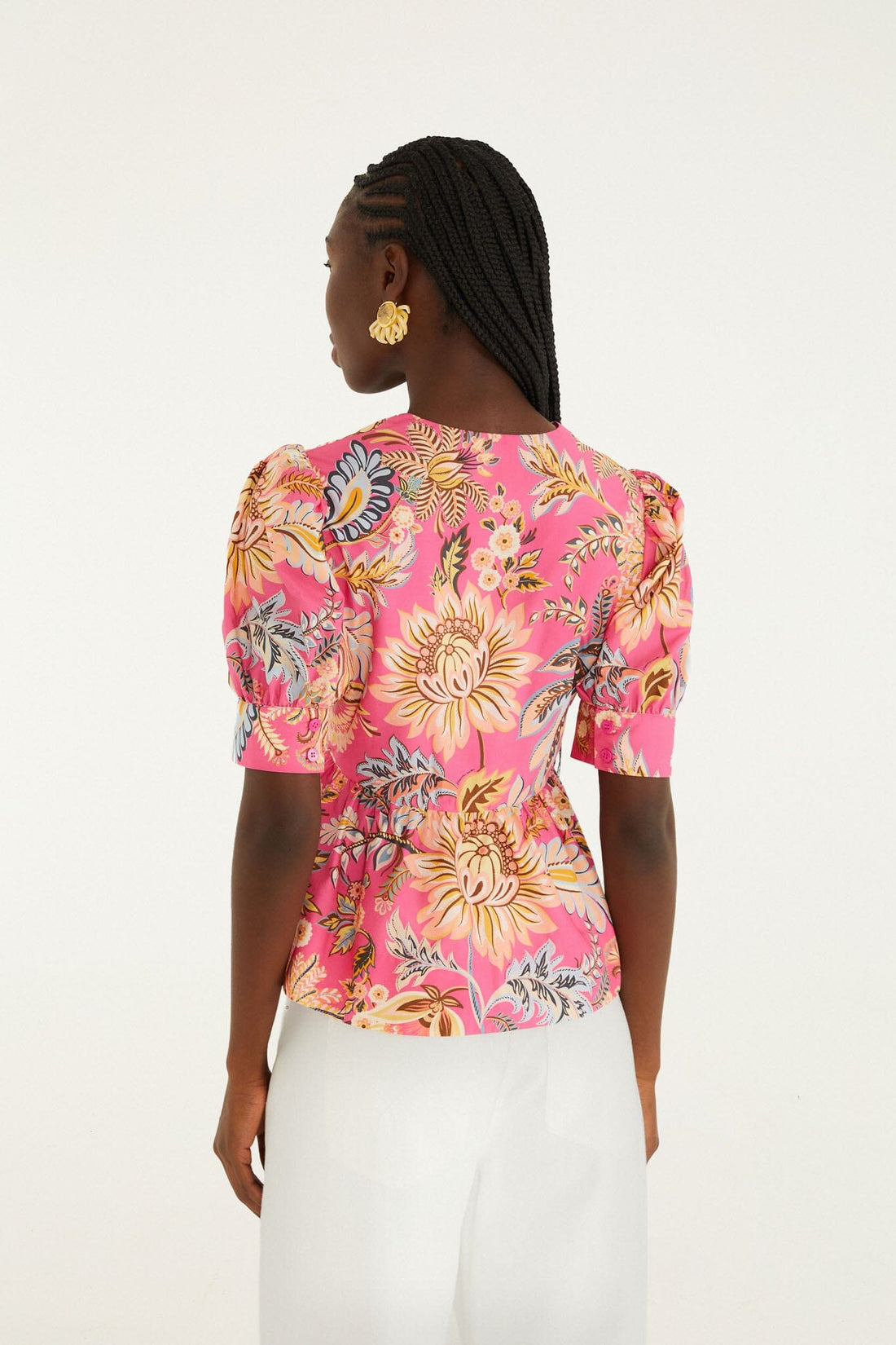 Ligia Pink Short Sleeve Blouse