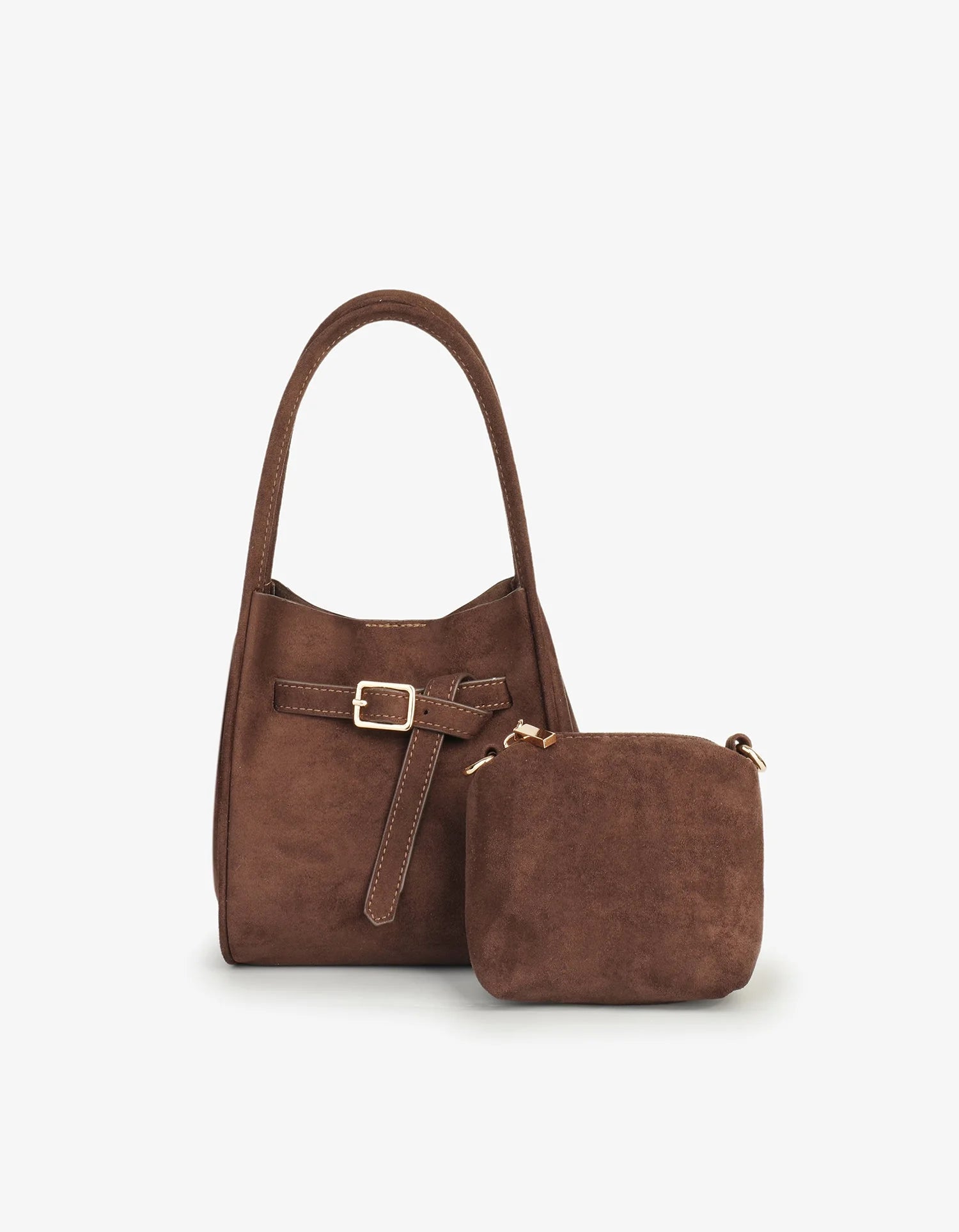 Hollace Mini Tote Faux Suede Buckle Bag