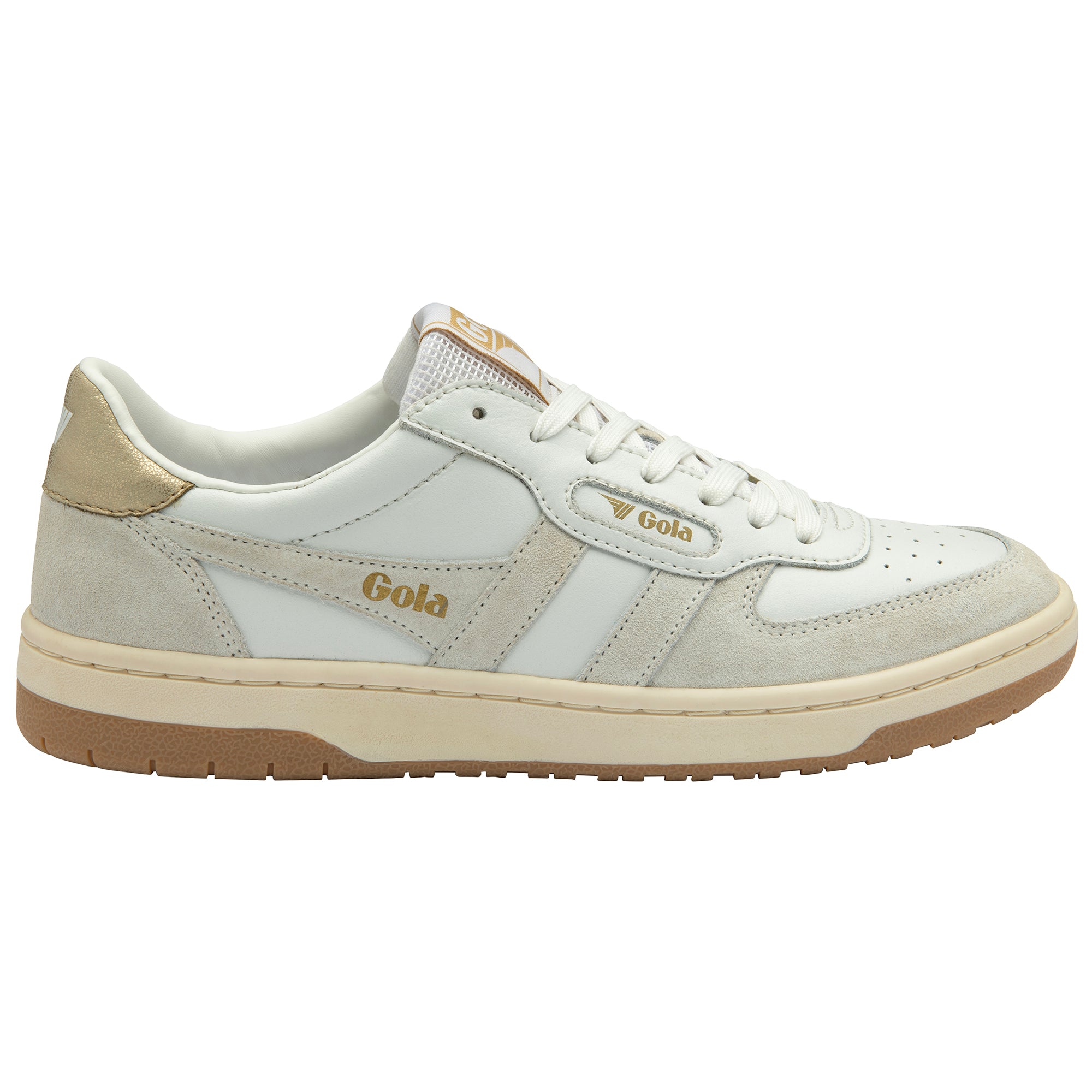 Hawk Sneakers in White/White/Gold