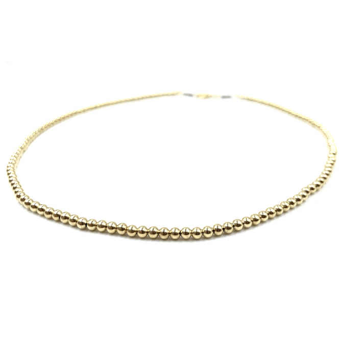 14k Gold Filled Beaded Necklace-Waterproof